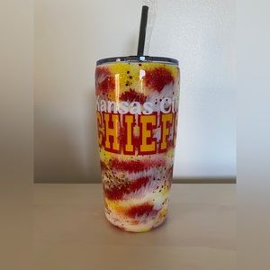 💛❤️NWT Handmade Kansas City Chiefs 20oz Stainless Steel Tumbler ❤️💛